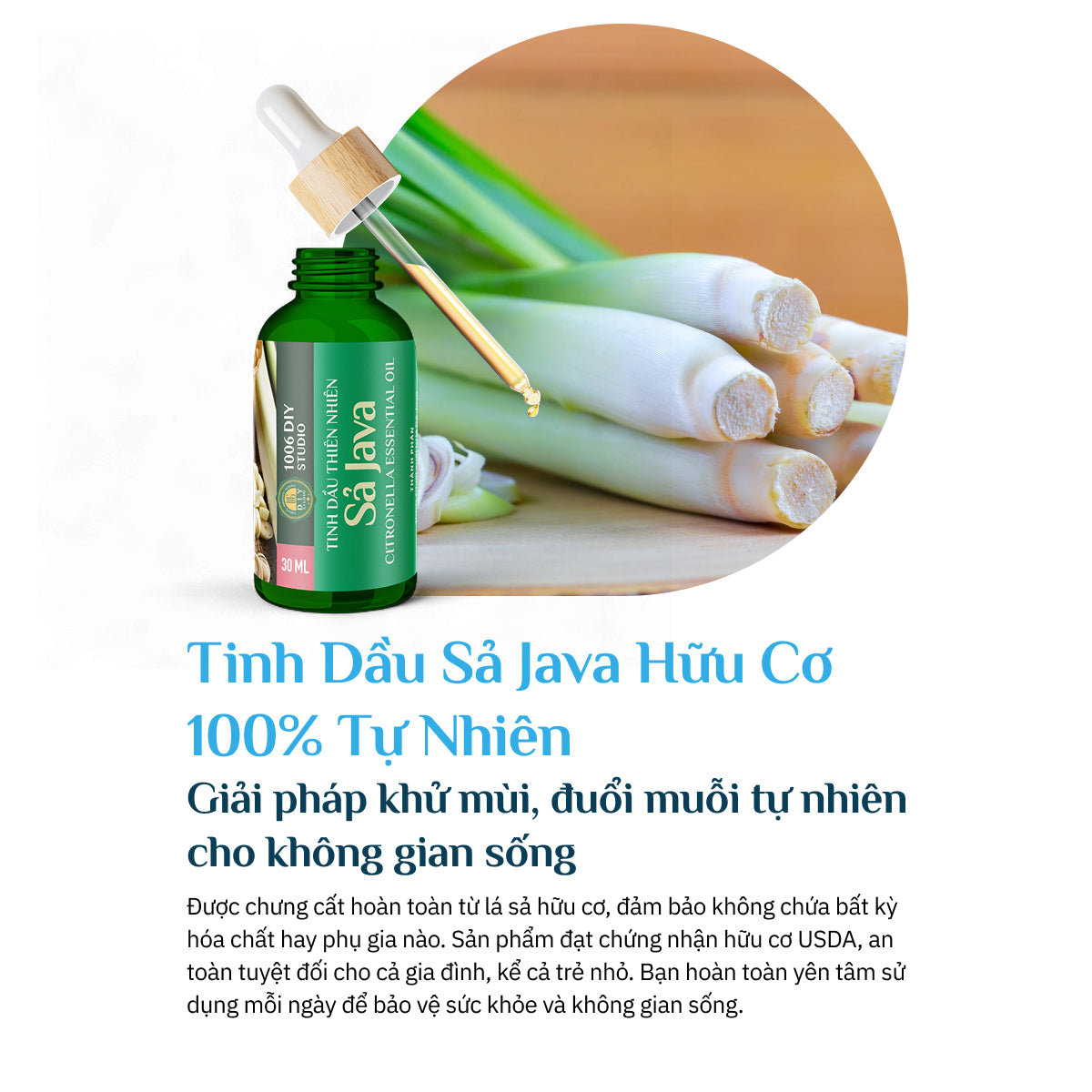 Tinh Dầu Sả Java Hữu Cơ 100% Nguyên Chất