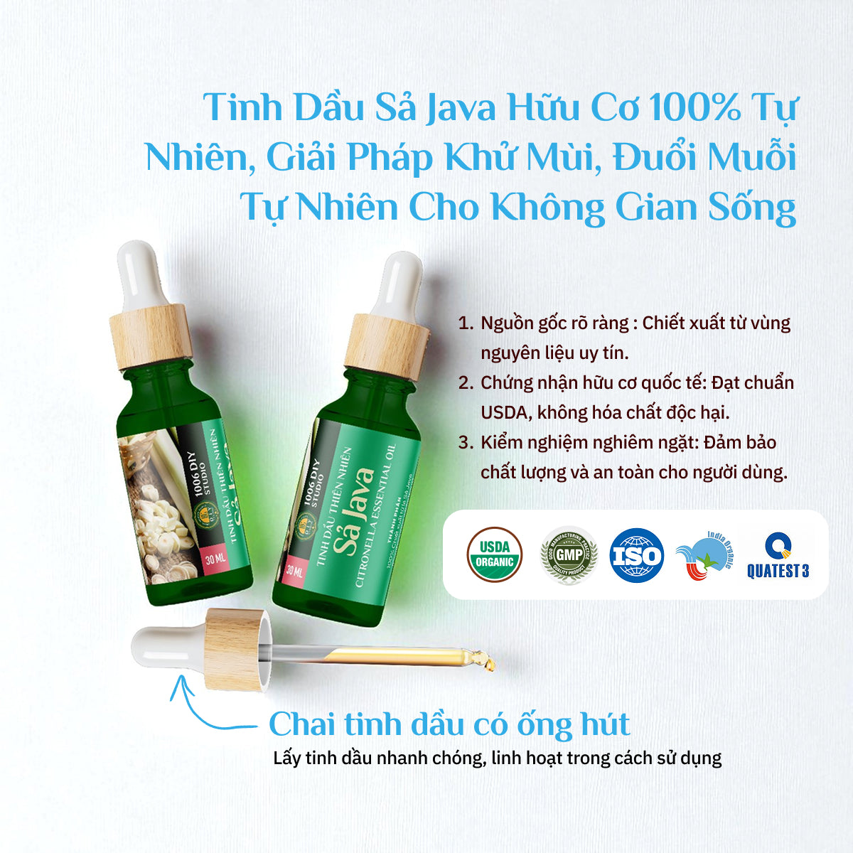 Tinh Dầu Sả Java Hữu Cơ 100% Nguyên Chất