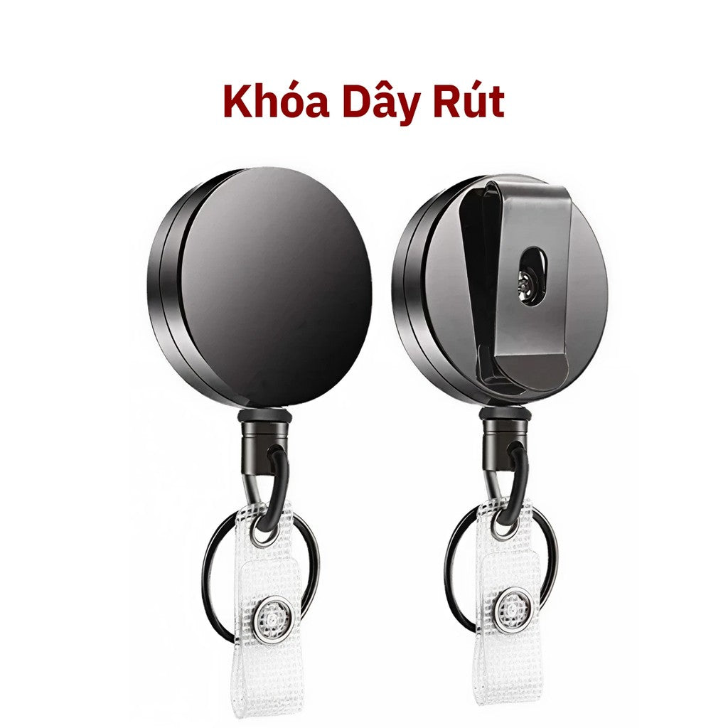 Móc Khóa Dây Rút 60cm Mặt Tròn 3.2cm Cao Cấp