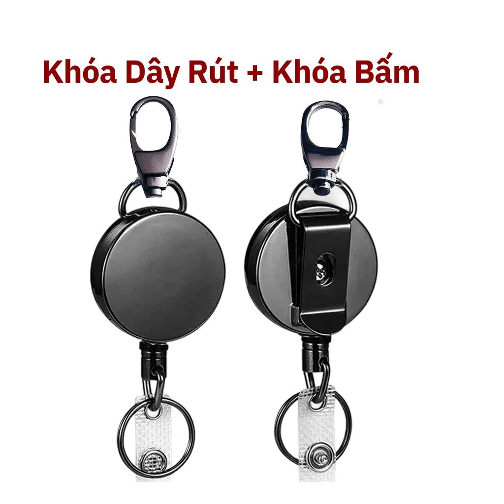 Móc Khóa Dây Rút 60cm Mặt Tròn 3.2cm Cao Cấp