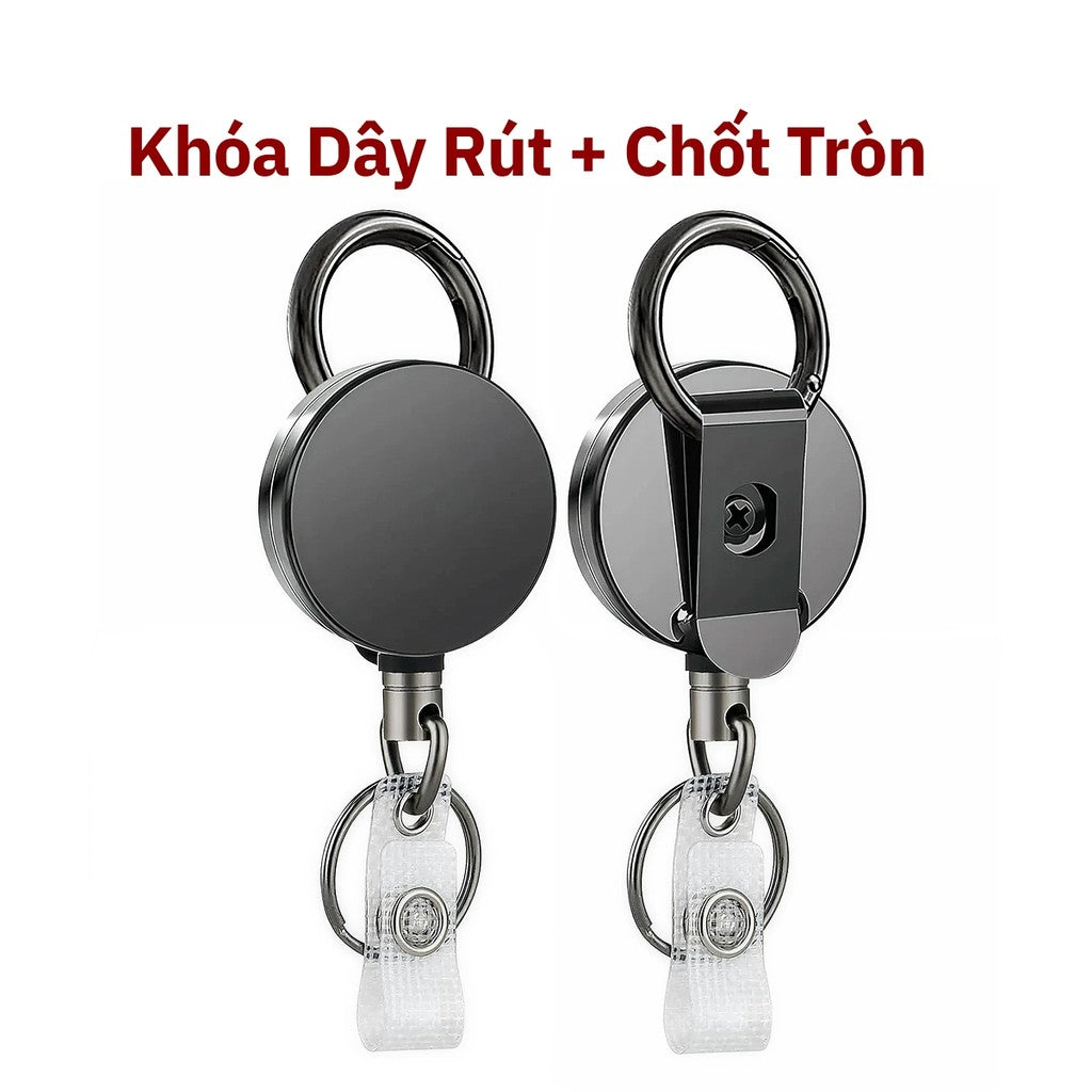 Móc Khóa Dây Rút 60cm Mặt Tròn 3.2cm Cao Cấp