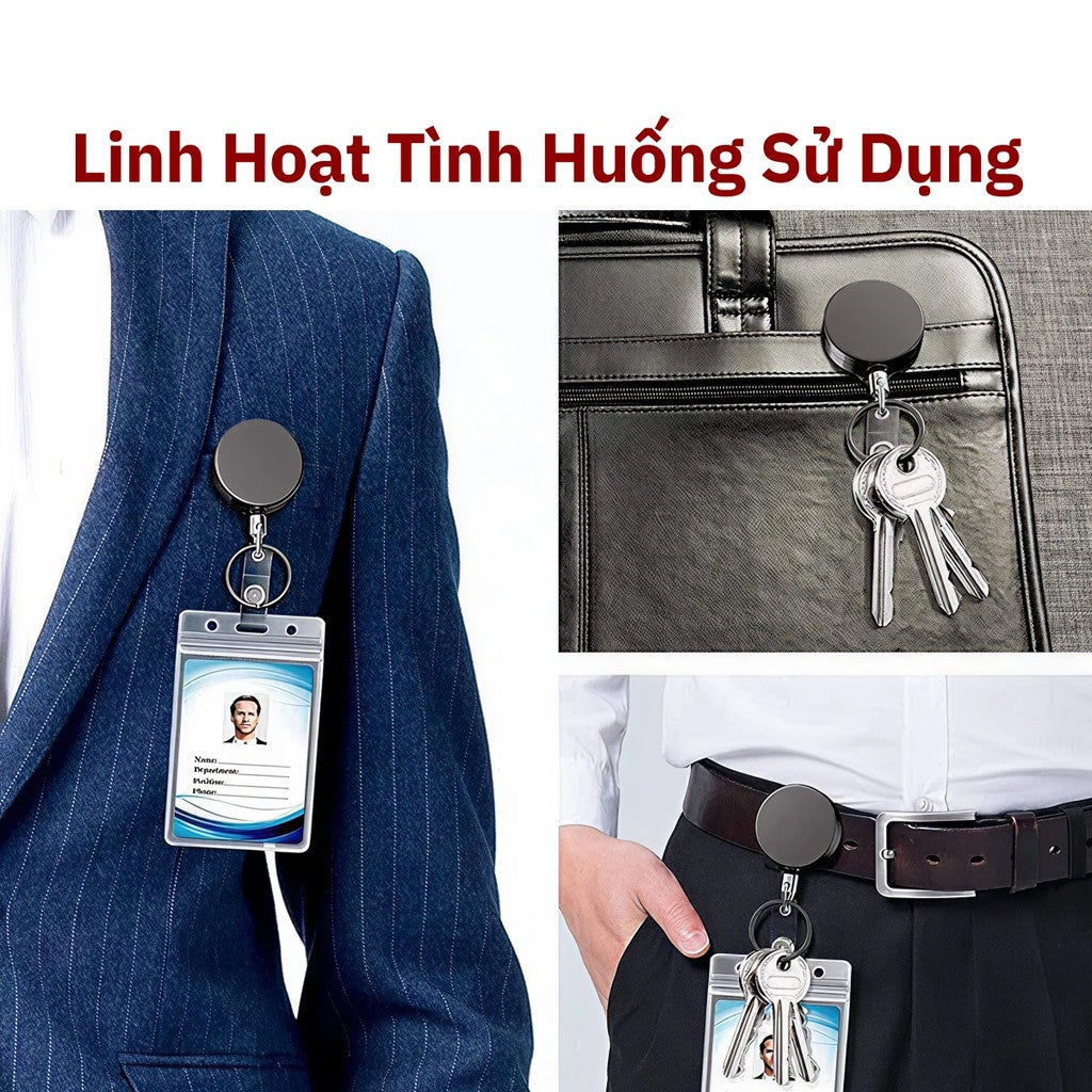 Móc Khóa Dây Rút 60cm Mặt Tròn 3.2cm Cao Cấp