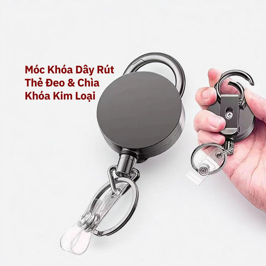 Móc Khóa Dây Rút 60cm Mặt Tròn 3.2cm Cao Cấp