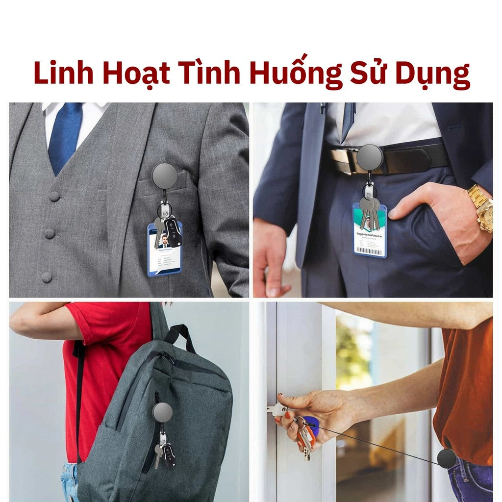 Móc Khóa Dây Rút 60cm Mặt Tròn 3.2cm Cao Cấp