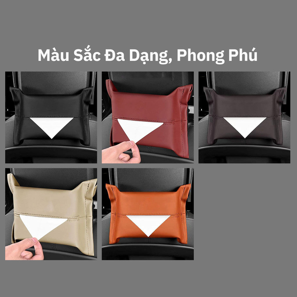 Hộp Đựng Khăn Giấy Da Nappa Treo Ô Tô