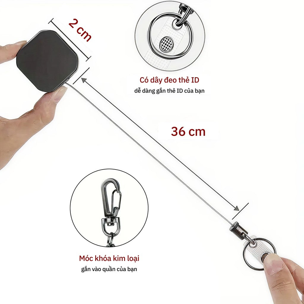 Móc khóa rút dây đa năng giữ thẻ tiện lợi