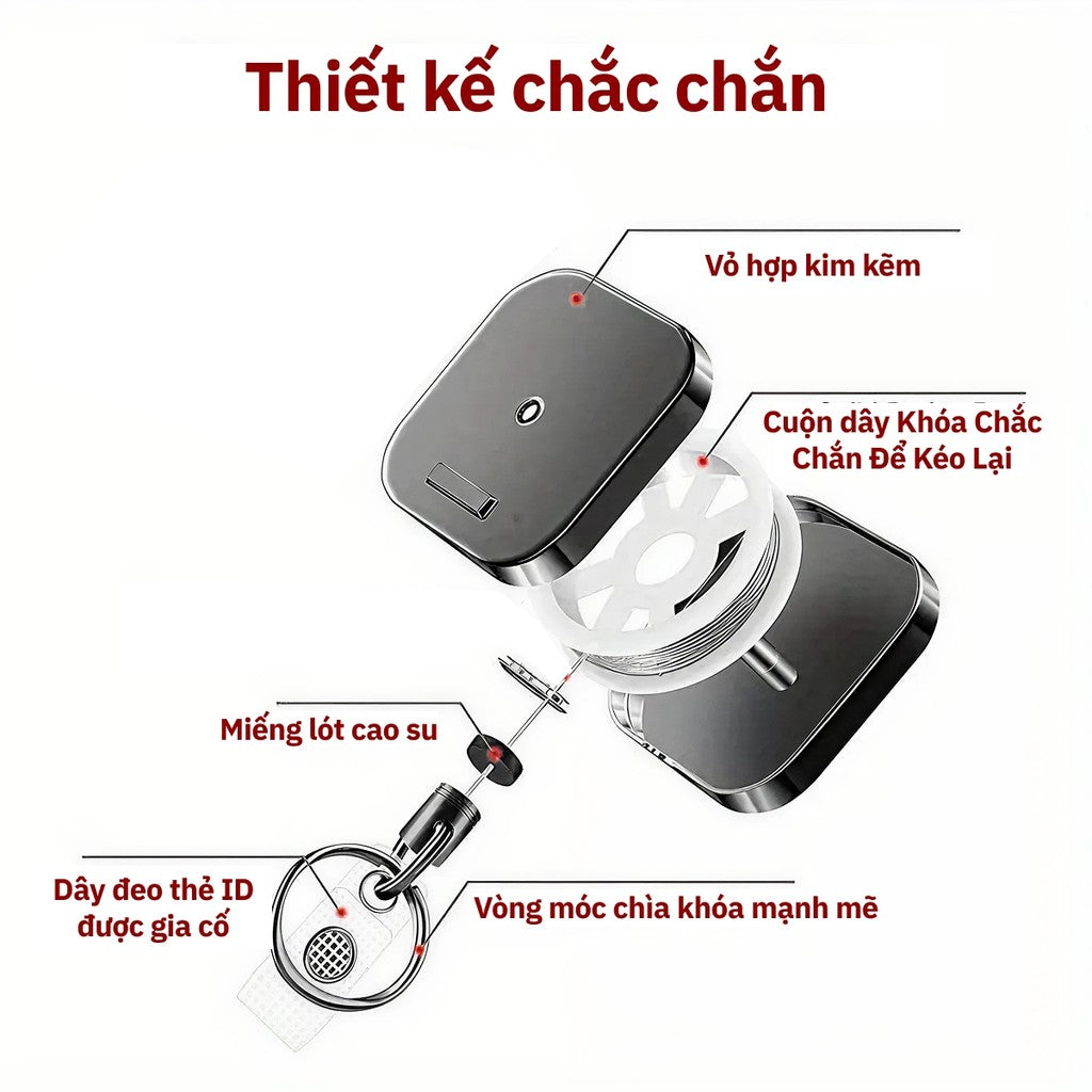 Móc khóa rút dây đa năng giữ thẻ tiện lợi