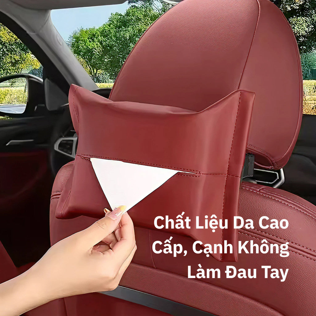 Hộp Đựng Khăn Giấy Da Nappa Treo Ô Tô