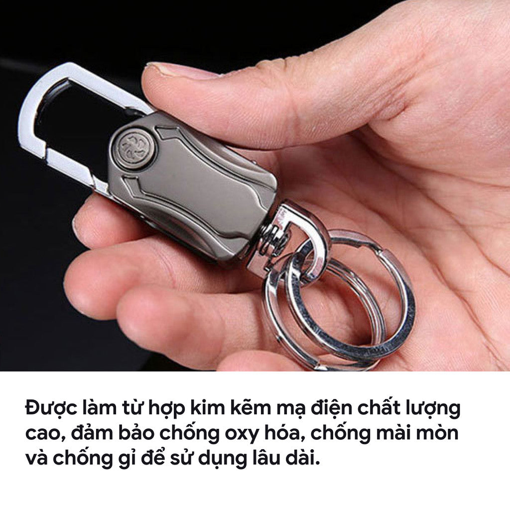 Móc Khóa Xe Máy & Ô Tô Xoay 360° – Có Đèn LED 3 Chế Độ Sáng, Hợp Kim Kẽm Cao Cấp, Đa Năng & Bền Bỉ