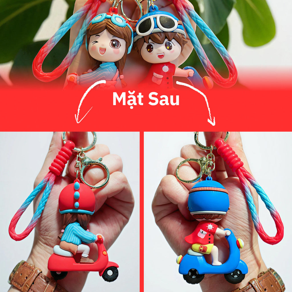 Móc Khóa Cặp Đôi Dễ Thương Đi Xe Scooter