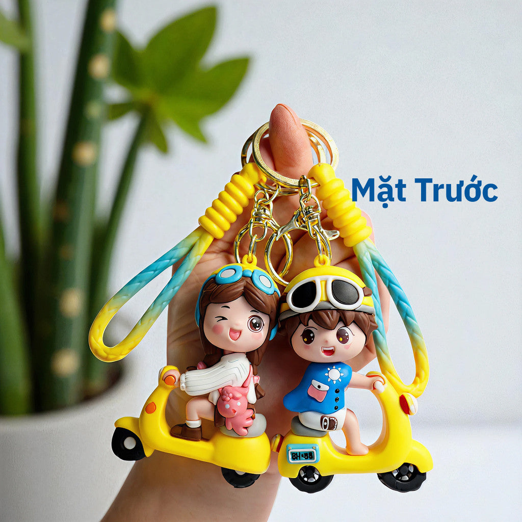 Móc Khóa Cặp Đôi Dễ Thương Đi Xe Scooter