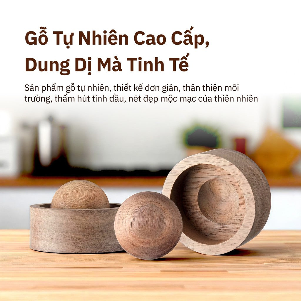 Quả Cầu Gỗ Óc Chó Khuếch Tán Tinh Dầu Ô Tô, Trang Trí, Khử Mùi, Quà Tặng Sang Trọng