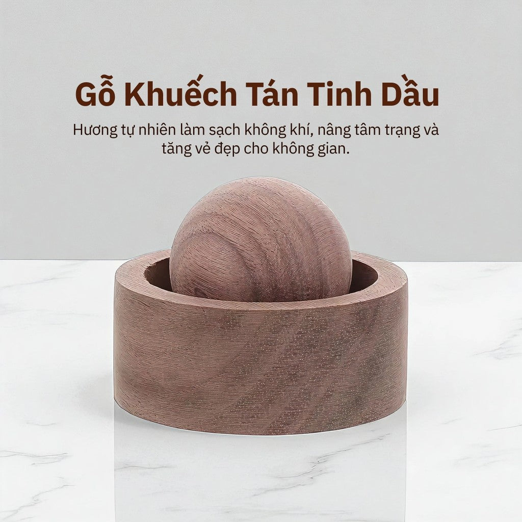 Quả Cầu Gỗ Óc Chó Khuếch Tán Tinh Dầu Ô Tô, Trang Trí, Khử Mùi, Quà Tặng Sang Trọng