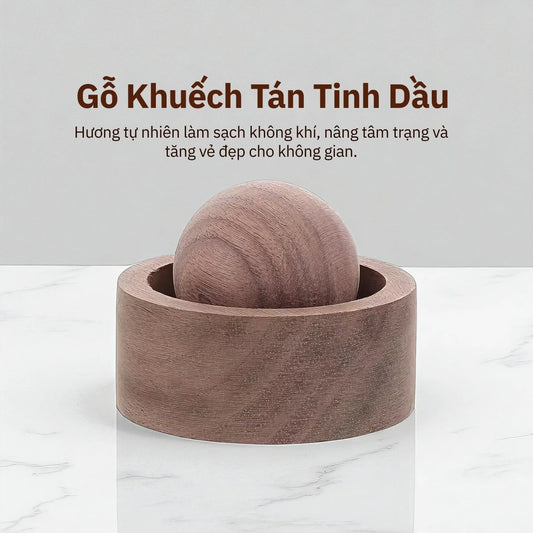 Quả Cầu Gỗ Óc Chó Khuếch Tán Tinh Dầu Ô Tô, Trang Trí, Khử Mùi, Quà Tặng Sang Trọng