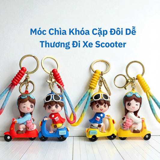 Móc Khóa Cặp Đôi Dễ Thương Đi Xe Scooter