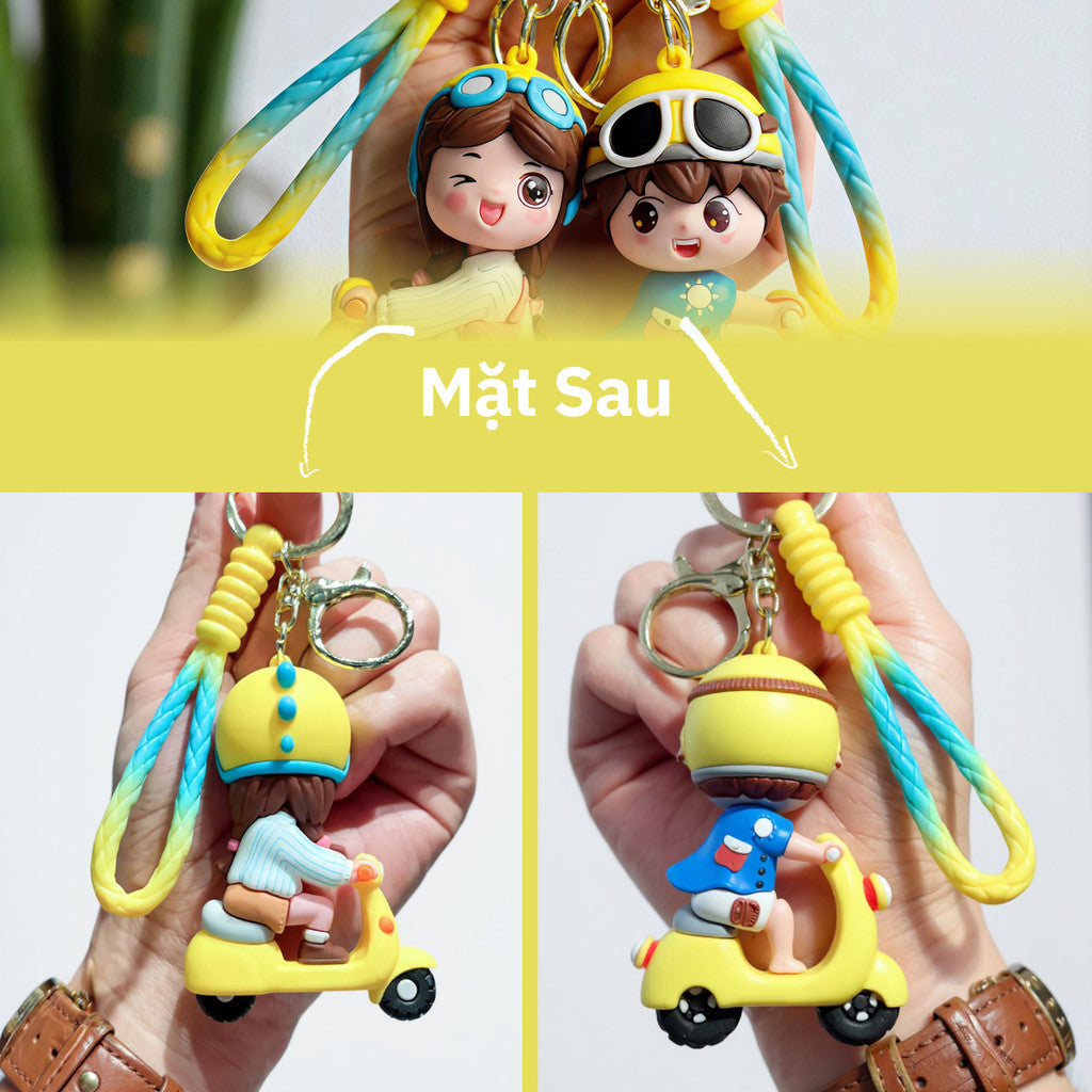 Móc Khóa Cặp Đôi Dễ Thương Đi Xe Scooter
