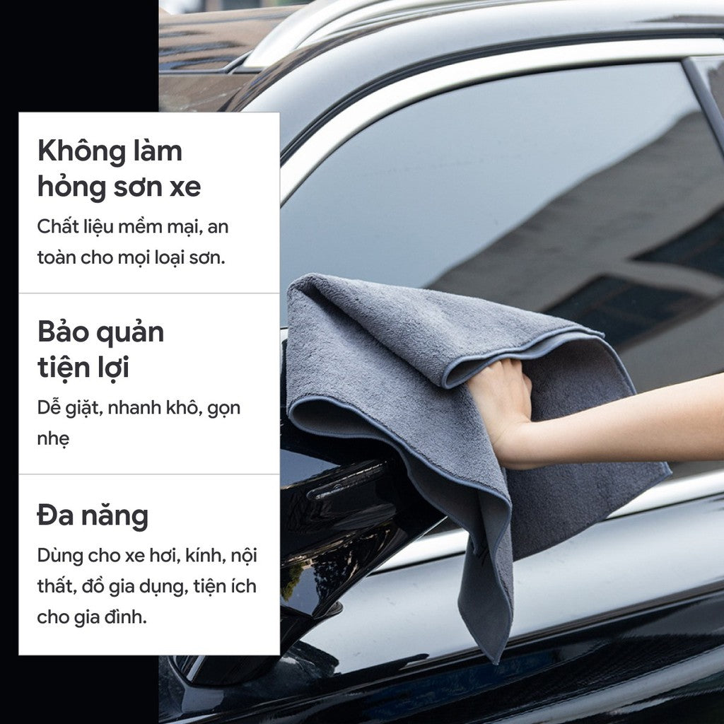 Khăn Lau Xe Ô Tô Lông Cừu San Hô Cao Cấp 2 Mặt Siêu Thấm Hút, Mềm Mịn, Không Xước Sơn