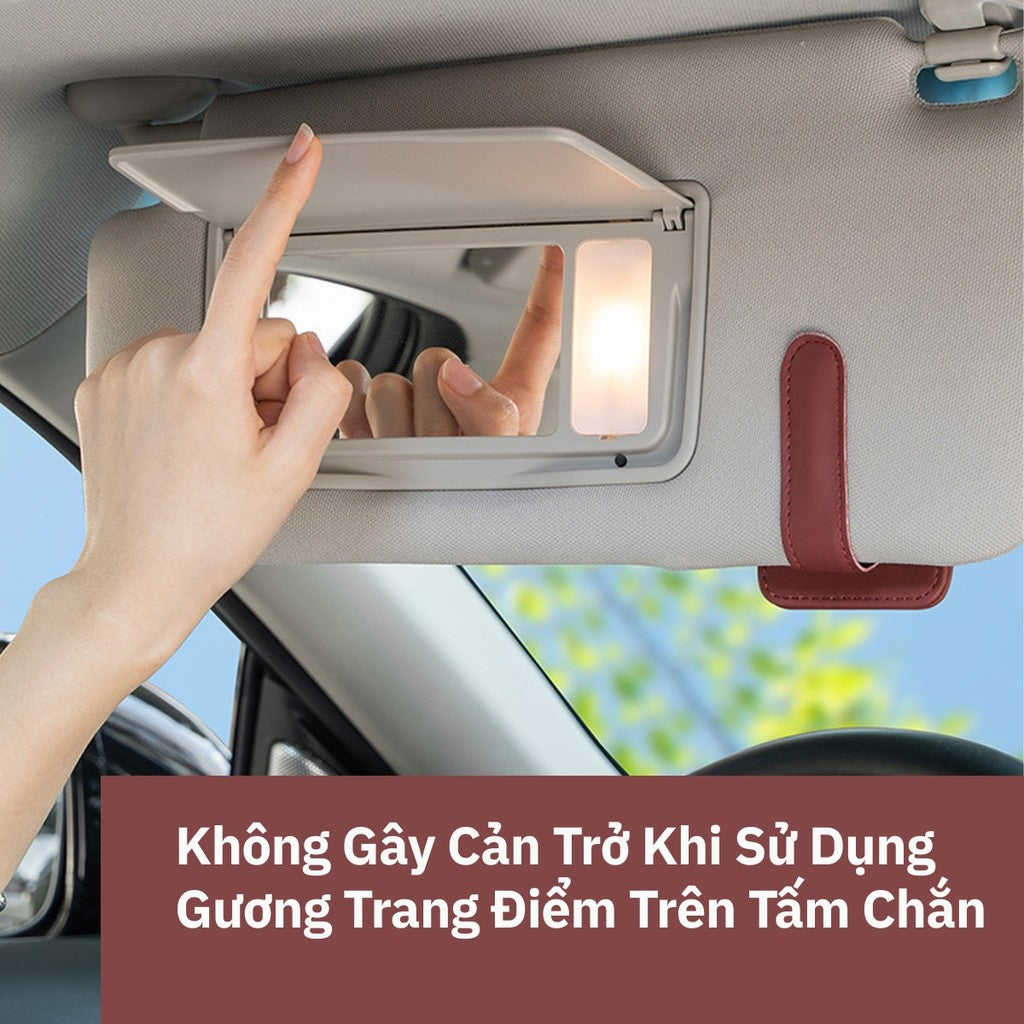 Kẹp Kính Xe Hơi Đa Năng 2 Khe Thẻ Da Cao Cấp
