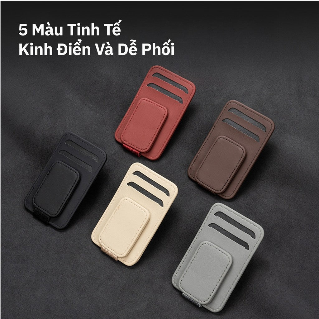 Kẹp Kính Xe Hơi Đa Năng 2 Khe Thẻ Da Cao Cấp