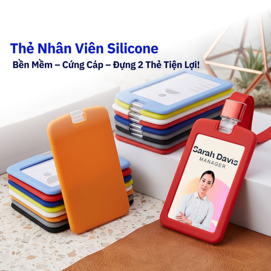 Bao Đựng Thẻ Nhân Viên Silicone Cao Cấp Mặt Acrylic Trong Suốt Kèm Dây Đeo Thời Trang