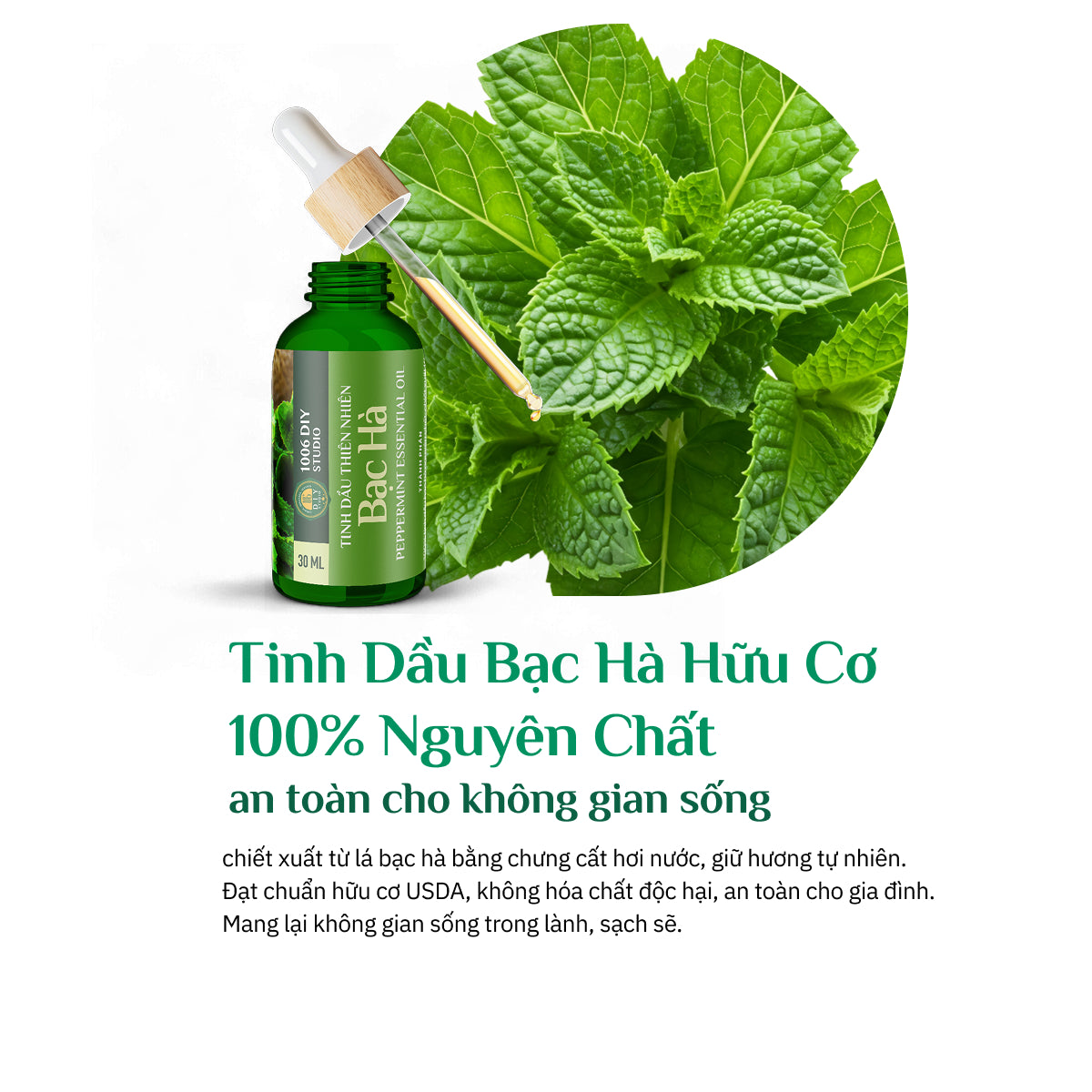 Tinh Dầu Bạc Hà Hữu Cơ Nguyên Chất 100%