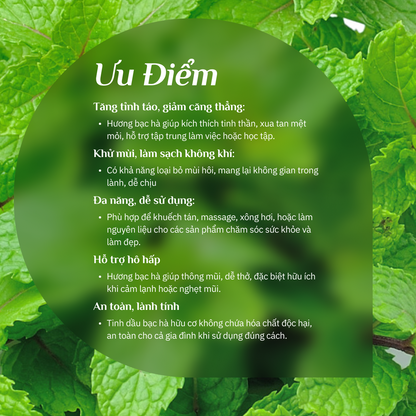 Tinh Dầu Bạc Hà Hữu Cơ Nguyên Chất 100%