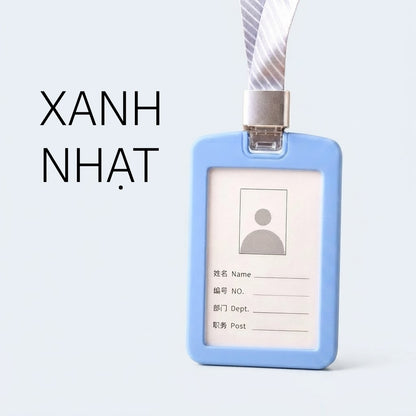 Bao Đựng Thẻ Nhân Viên Silicone Cao Cấp Mặt Acrylic Trong Suốt Kèm Dây Đeo Thời Trang