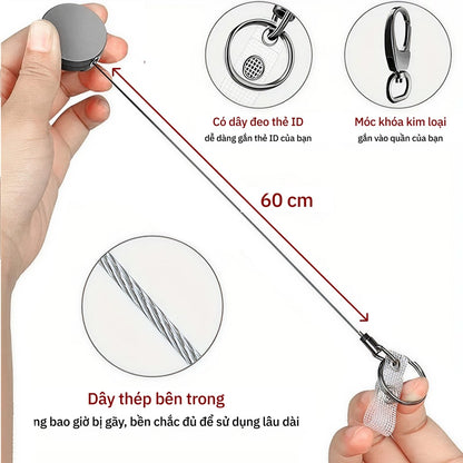 Móc Khóa Dây Rút 60cm Mặt Tròn 3.2cm Cao Cấp
