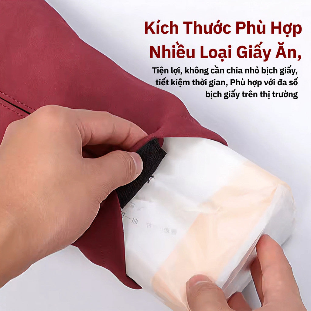 Hộp Đựng Khăn Giấy Da Nappa Treo Ô Tô