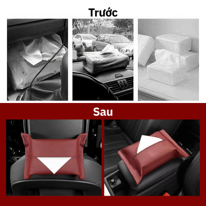 Hộp Đựng Khăn Giấy Da Nappa Treo Ô Tô