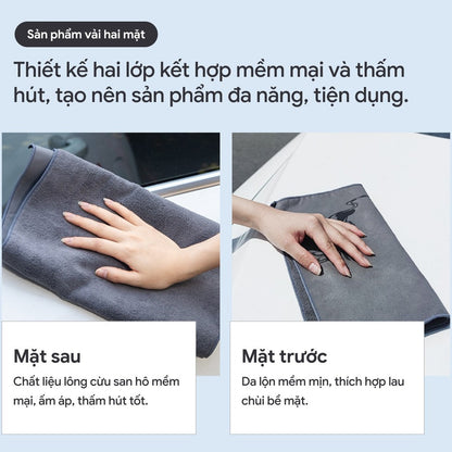 Khăn Lau Xe Ô Tô Lông Cừu San Hô Cao Cấp 2 Mặt Siêu Thấm Hút, Mềm Mịn, Không Xước Sơn