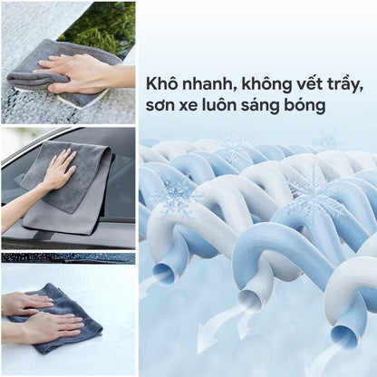 Khăn Lau Xe Ô Tô Lông Cừu San Hô Cao Cấp 2 Mặt Siêu Thấm Hút, Mềm Mịn, Không Xước Sơn