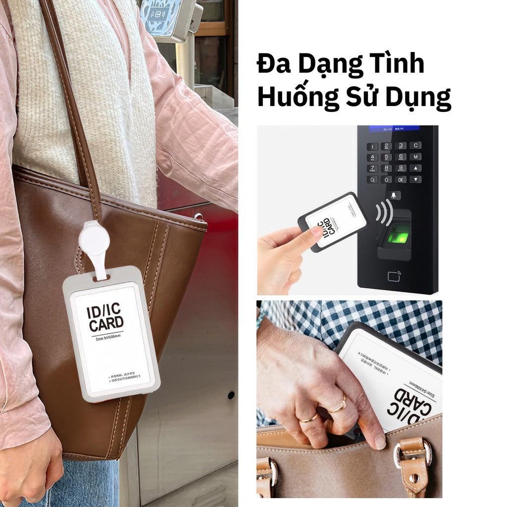Bao Đựng Thẻ Co Rút Thông Minh - Dây Đeo Cổ 2 Mặt Tiện Lợi