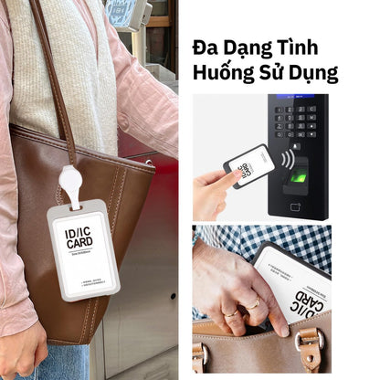 Bao Đựng Thẻ Co Rút Thông Minh - Dây Đeo Cổ 2 Mặt Tiện Lợi
