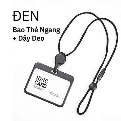 Bao Đựng Thẻ Co Rút Thông Minh - Dây Đeo Cổ 2 Mặt Tiện Lợi