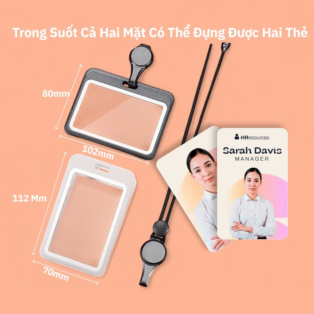 Bao Đựng Thẻ Co Rút Thông Minh - Dây Đeo Cổ 2 Mặt Tiện Lợi