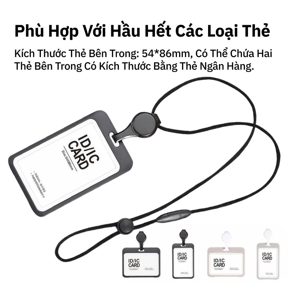 Bao Đựng Thẻ Co Rút Thông Minh - Dây Đeo Cổ 2 Mặt Tiện Lợi