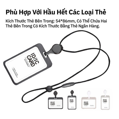Bao Đựng Thẻ Co Rút Thông Minh - Dây Đeo Cổ 2 Mặt Tiện Lợi