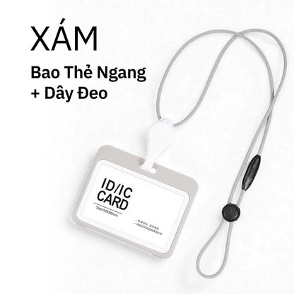 Bao Đựng Thẻ Co Rút Thông Minh - Dây Đeo Cổ 2 Mặt Tiện Lợi