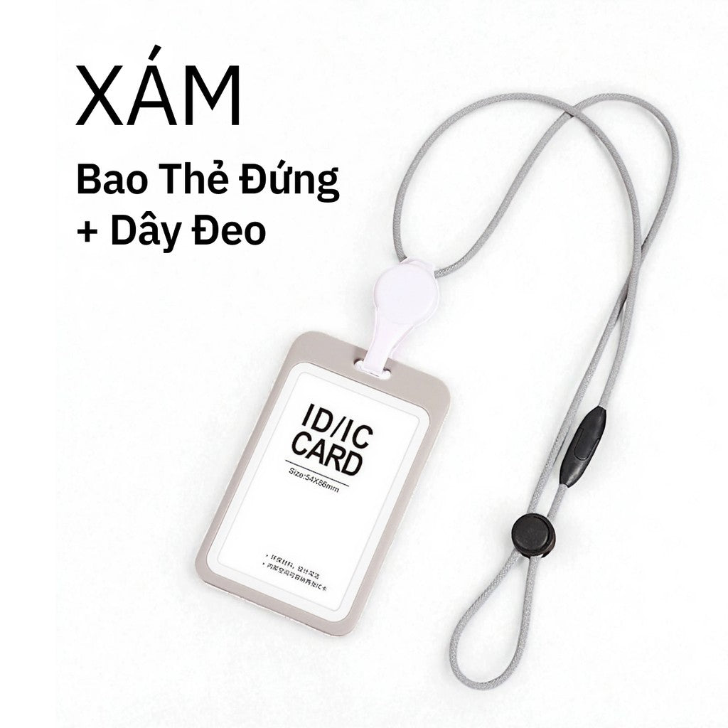 Bao Đựng Thẻ Co Rút Thông Minh - Dây Đeo Cổ 2 Mặt Tiện Lợi