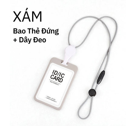 Bao Đựng Thẻ Co Rút Thông Minh - Dây Đeo Cổ 2 Mặt Tiện Lợi