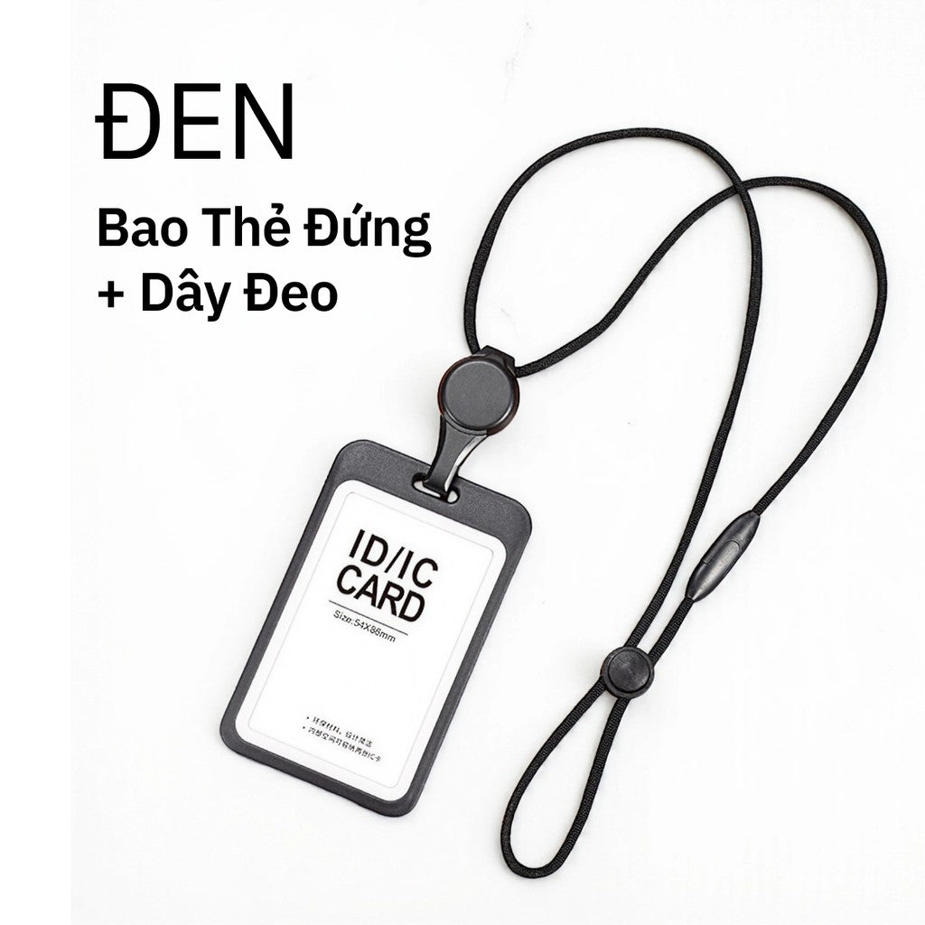 Bao Đựng Thẻ Co Rút Thông Minh - Dây Đeo Cổ 2 Mặt Tiện Lợi