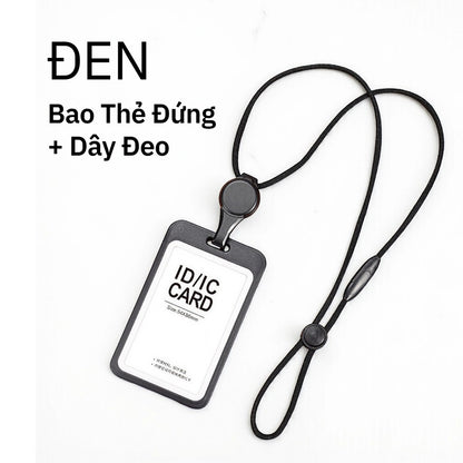 Bao Đựng Thẻ Co Rút Thông Minh - Dây Đeo Cổ 2 Mặt Tiện Lợi