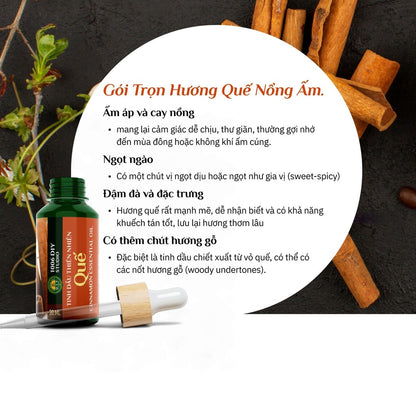 Tinh Dầu Vỏ Quế Nguyên Chất - Xông Phòng Thơm Ấm, Thư Giãn, Đuổi Côn Trùng