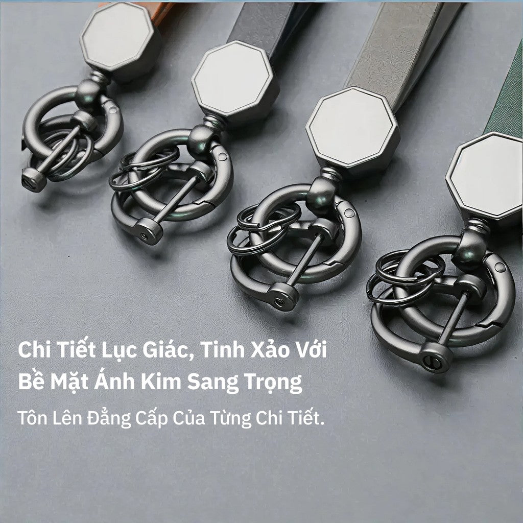 Móc Khóa Da Cao Cấp Cho Ô Tô Xe máy - Móc Khóa Kim Loại Bền Bỉ Chống Gỉ Tặng Kèm Tua Vít