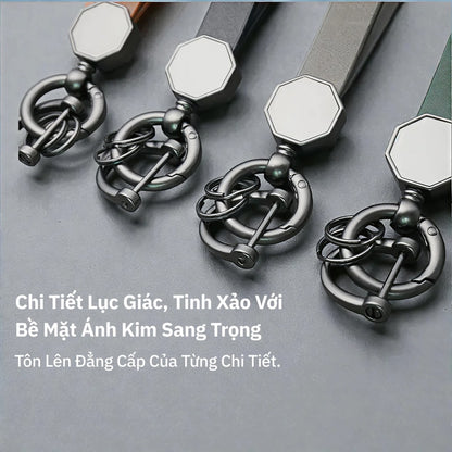 Móc Khóa Da Cao Cấp Cho Ô Tô Xe máy - Móc Khóa Kim Loại Bền Bỉ Chống Gỉ Tặng Kèm Tua Vít