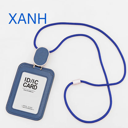 Bao Thẻ Tên Nhân Viên Da PU Cao Cấp Có Dây Rút Thông Minh - Xoay Ngang Dọc 2 Mặt Tiện Lợi