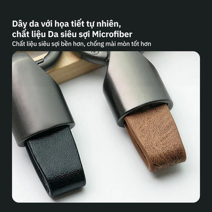 Móc Khóa Da Microfiber Cho Ô Tô Xe Máy Smartkey, Chốt D-Ring Chống Rơi Cao Cấp, Tặng Tua Vít