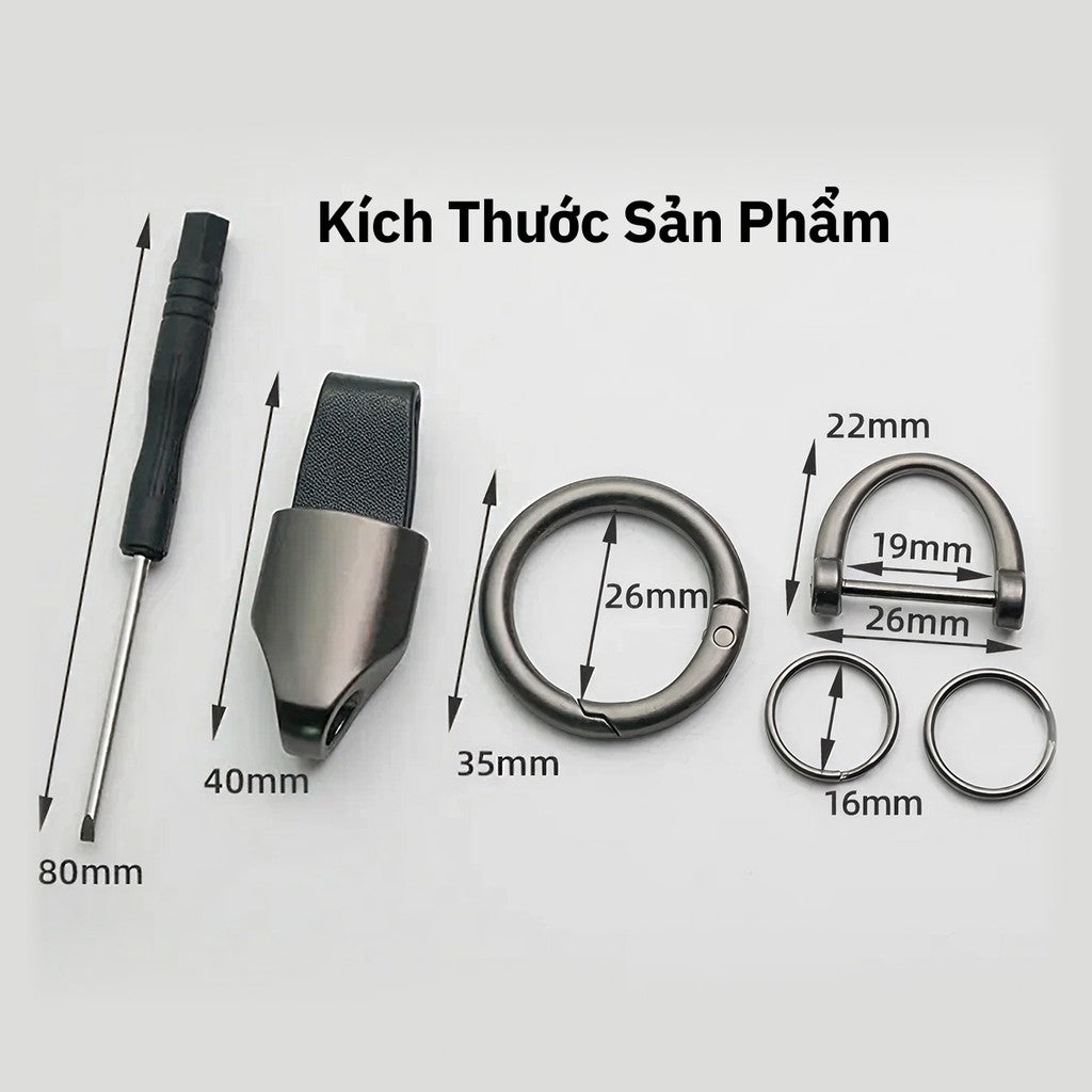 Móc Khóa Da Microfiber Cho Ô Tô Xe Máy Smartkey, Chốt D-Ring Chống Rơi Cao Cấp, Tặng Tua Vít
