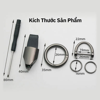 Móc Khóa Da Microfiber Cho Ô Tô Xe Máy Smartkey, Chốt D-Ring Chống Rơi Cao Cấp, Tặng Tua Vít
